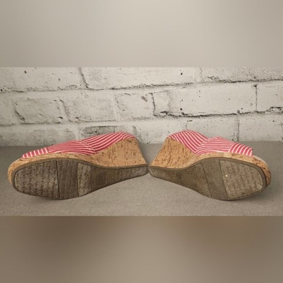 TOMS Red Striped Wedge Shoes - Picture 9 of 11